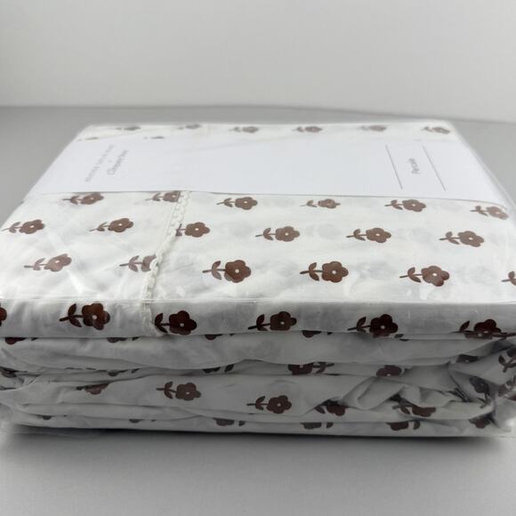 The Company Store x Heather Taylor Home King Sheet Set Nutmeg Floral Percale - Picture 8 of 8